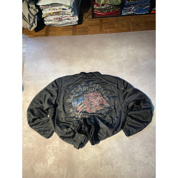 Vintage Harley Davidson Motorcycle Biking Mesh Zip Up Jacket - Picture 2 of 6